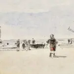 Figures on a beach at low tide thumbnail