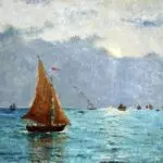 Bateaux sur la mer – coucher de soleil thumbnail
