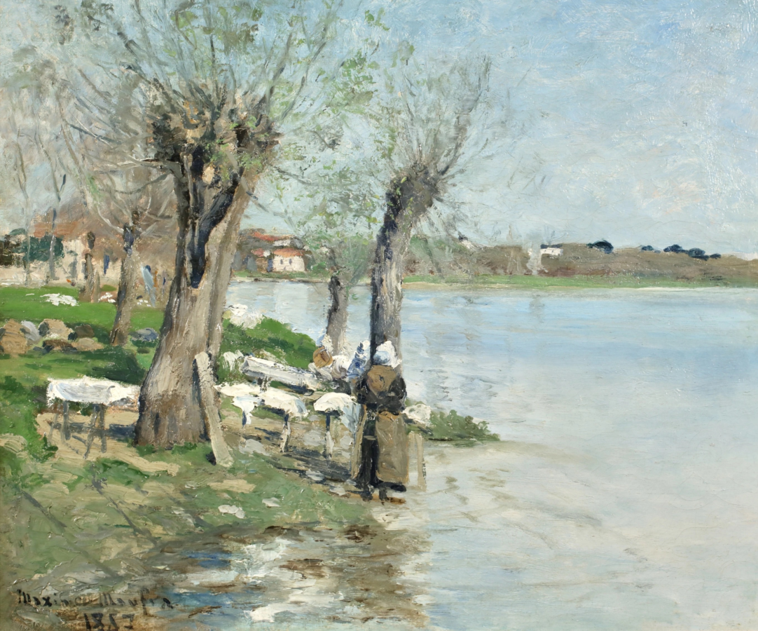 Lavandières au bord d’une rivière - Buy Fine Paintings Online