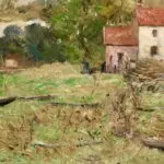 Cottage by a river in summer thumbnail