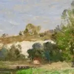 Cottage by a river in summer thumbnail