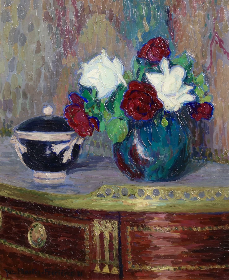 Fleurs sur une table en bronze doré - Buy Fine Paintings Online
