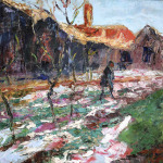 Femme dans un paysage enneige thumbnail