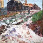 Femme dans un paysage enneige thumbnail