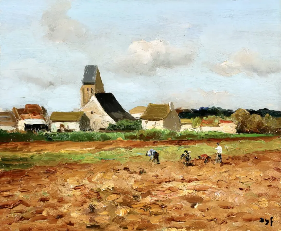 Paysans devant le village - Buy Fine Paintings Online