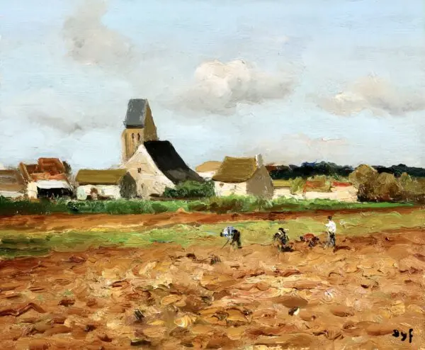 Paysans devant le village - Buy Fine Paintings Online