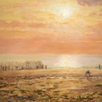 Cockle pickers on the beach at sunset thumbnail