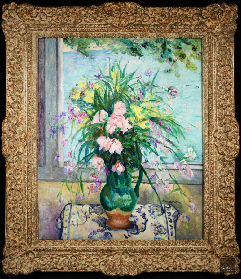 Henri Manguin、【Fleurs dans un Vase】 Bouquet De Roses Dans Un Vase Blanc by Henri Manguin