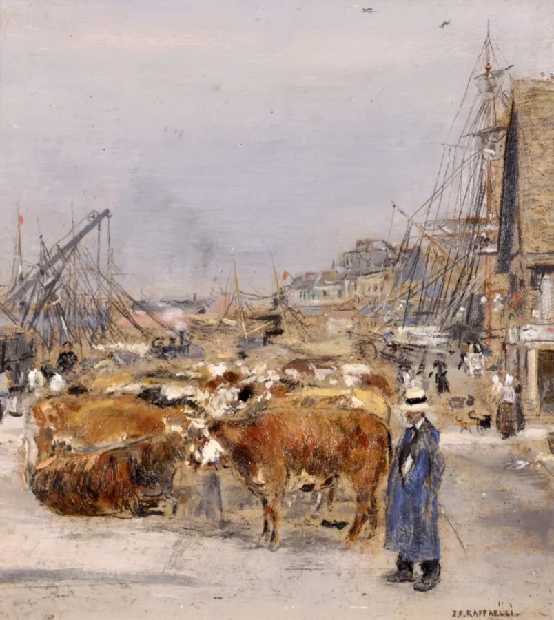 Honfleur -l’embarquement des boeufs pour l’Angleterre - Buy Fine Paintings Online