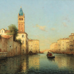 Gondolier on a Venetian canal thumbnail