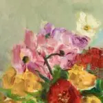 Fleurs au pot de grès rose thumbnail