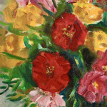 Fleurs au pot de grès rose thumbnail