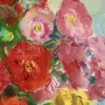 Fleurs au pot de grès rose thumbnail