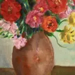 Fleurs au pot de grès rose thumbnail