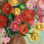 Fleurs au pot de grès rose thumbnail