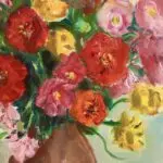 Fleurs au pot de grès rose thumbnail