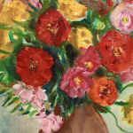 Fleurs au pot de grès rose thumbnail