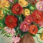 Fleurs au pot de grès rose thumbnail