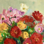 Fleurs au pot de grès rose thumbnail