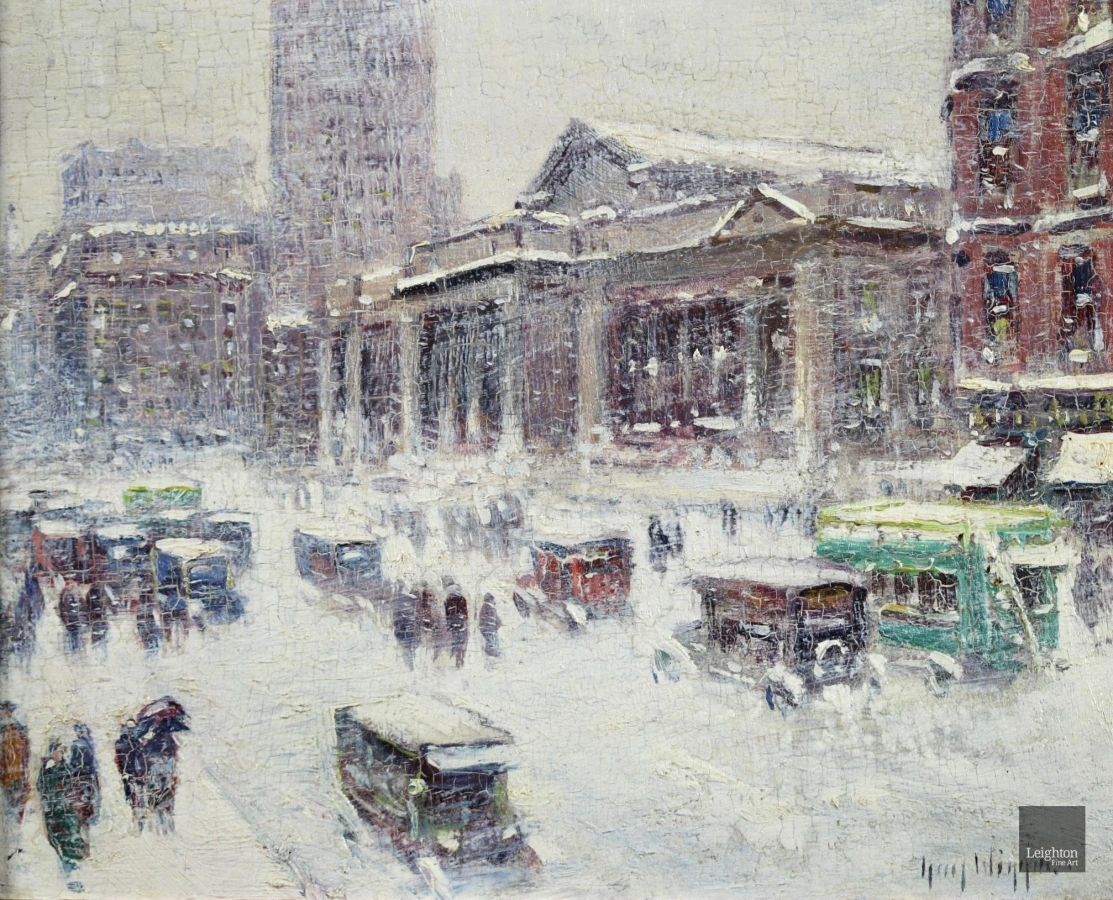 Winter – Fifth Avenue & 42nd Street - Buy Fine Paintings Online