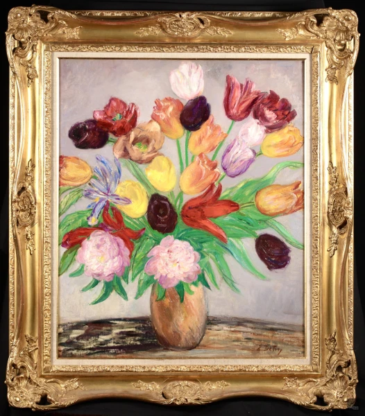 Bouquet de tulipes et de pivoines - Buy Fine Paintings Online