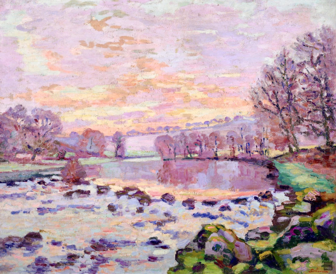 The Dam at Genetin on the River Creuse – Winter - Buy Fine Paintings Online