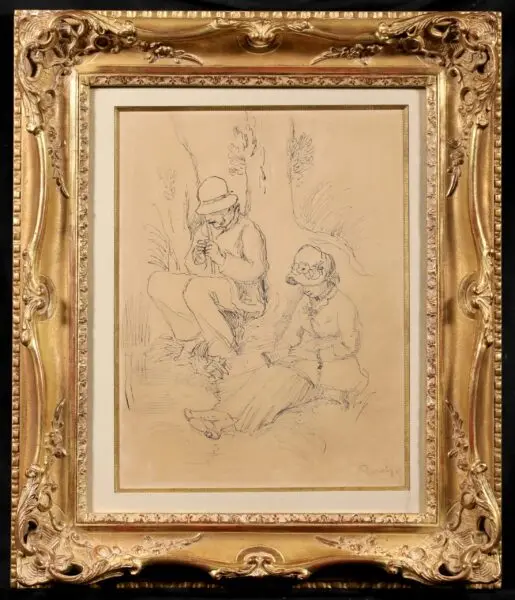 Pecheur a la ligne et femme lisant - Buy Fine Paintings Online