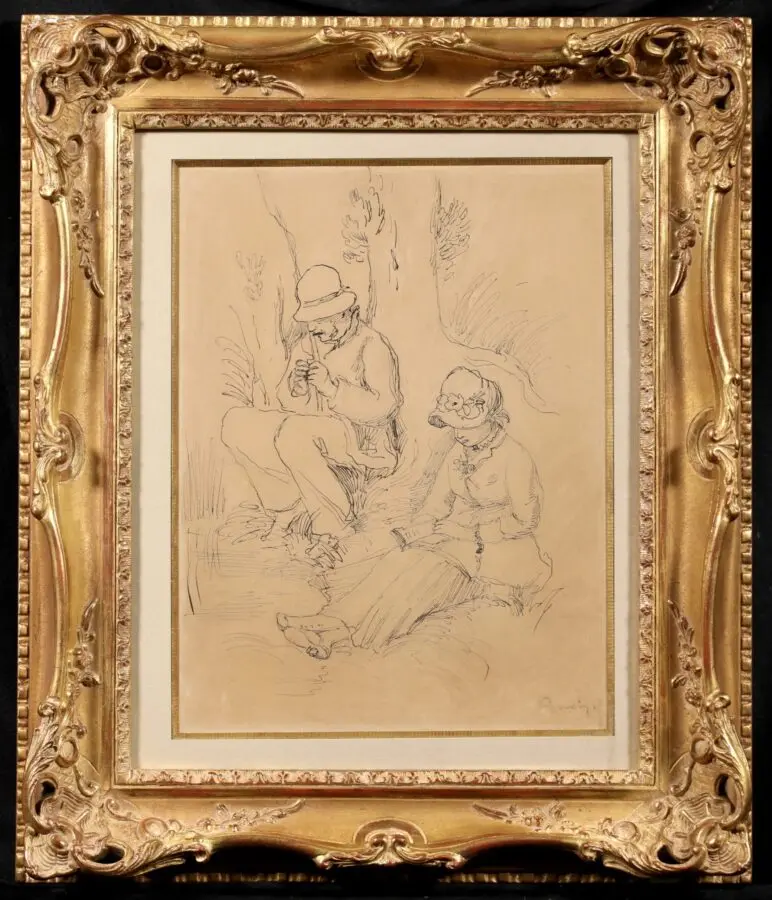 Pecheur a la ligne et femme lisant - Buy Fine Paintings Online
