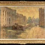 Barges at sunset on the Canal at Douai thumbnail