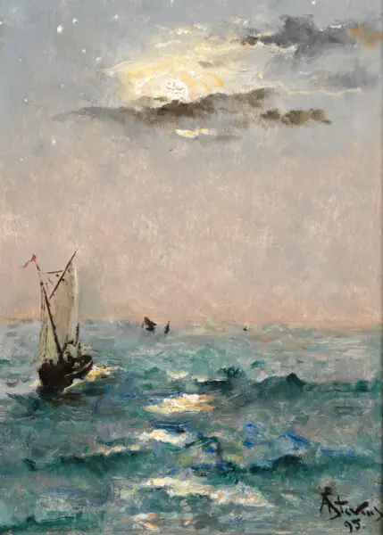 Boats by moonlight - Buy Fine Paintings Online