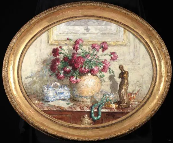 Vase d’oeillets sur la commode - Buy Fine Paintings Online