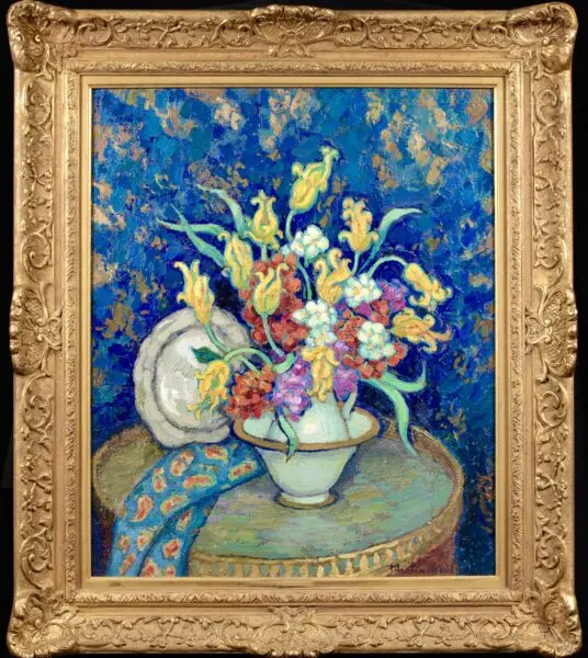 Yellow tulips in a vase - Buy Fine Paintings Online