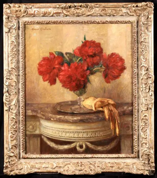 Piviones rouges et gants sur la console - Buy Fine Paintings Online