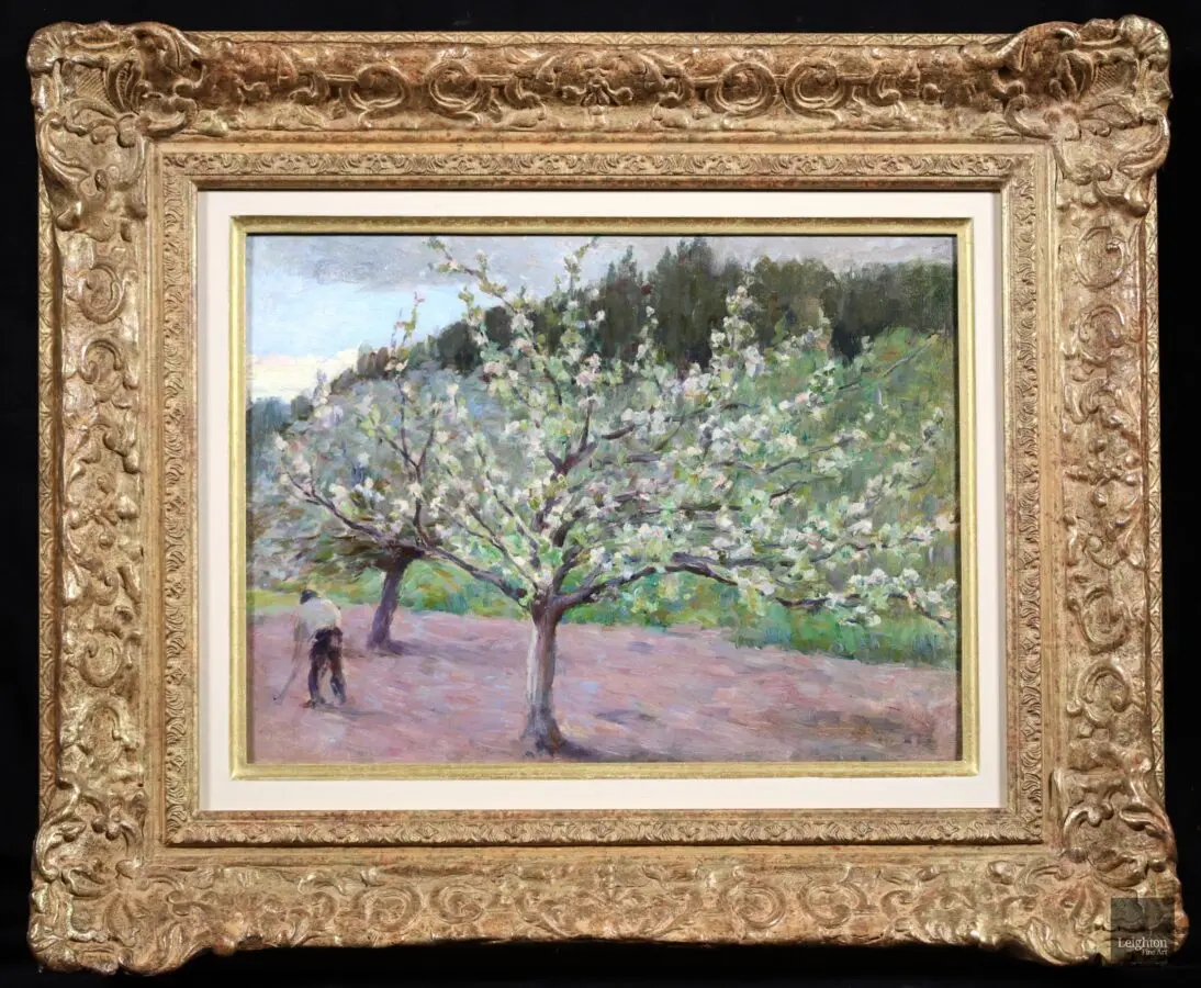 Paysan dans un verger au Printemps - Buy Fine Paintings Online