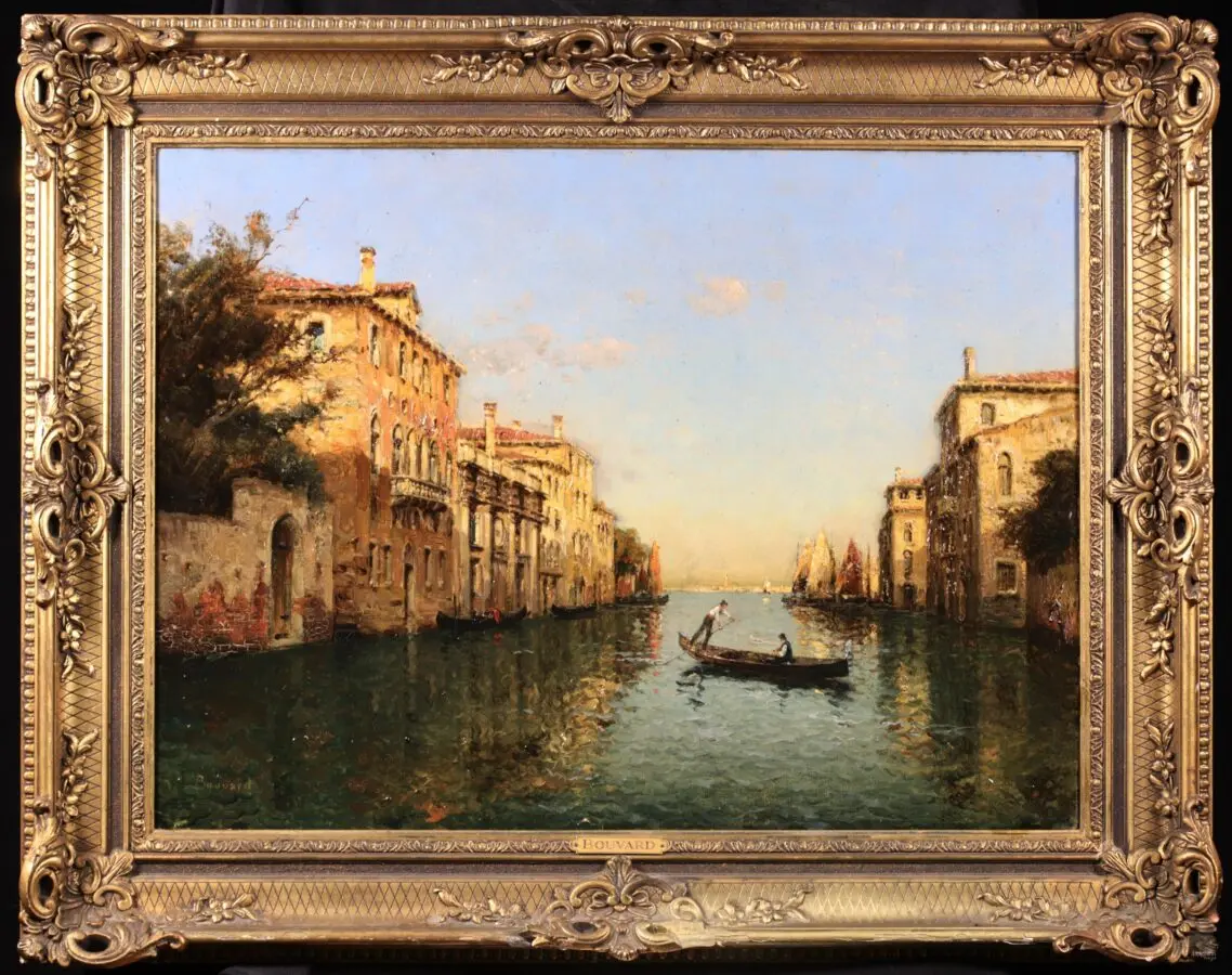 Gondoliers on a canal – Venice - Buy Fine Paintings Online