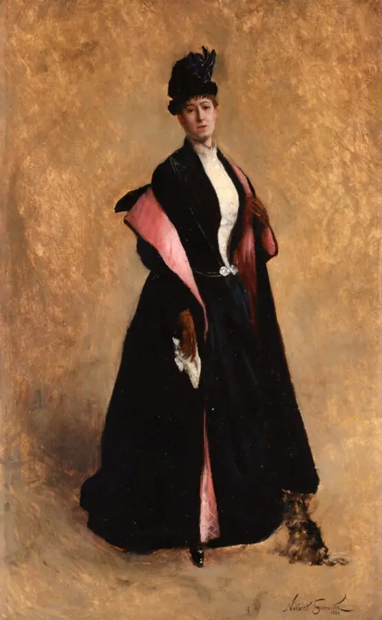 Portrait d’une femme élégante avec son chien - Buy Fine Paintings Online