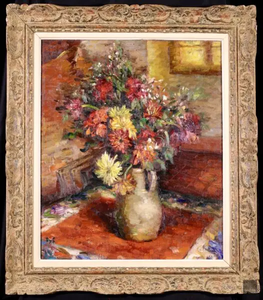Dahlias in a pitcher - Buy Fine Paintings Online