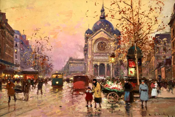 Evening – Boulevard Malesherbes – Eglise Saint Augustin - Buy Fine Paintings Online