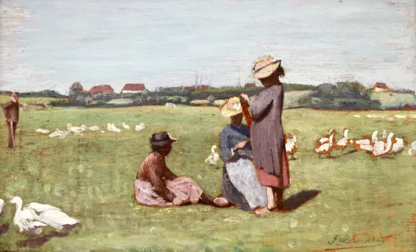 Enfants gardant les oies - Buy Fine Paintings Online