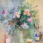 Bouquet de fleurs avec pinceaux thumbnail
