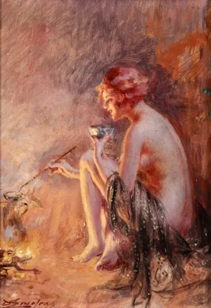 Nu pres d’un feu - Buy Fine Paintings Online