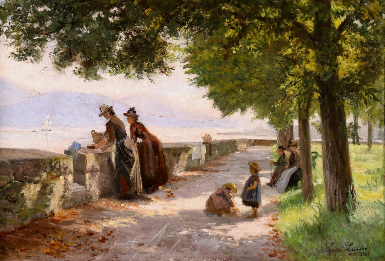 Laveuses sur la promenade de Morges – Lac Lemann - Buy Fine Paintings Online