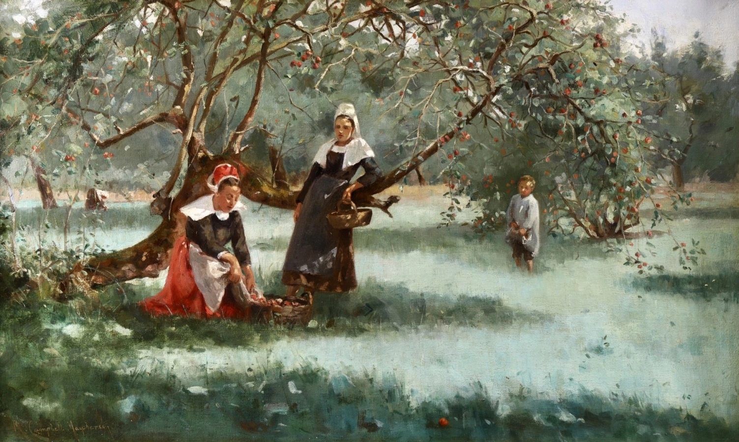 Gathering Apples in an Orchard – Brittany - Buy Fine Paintings Online