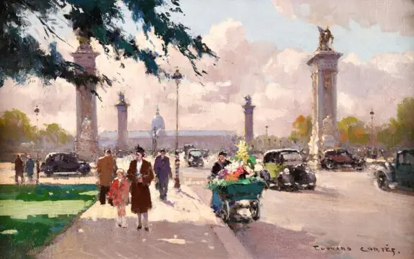 Flower seller at the Pont Alexandre III – Paris - Buy Fine Paintings Online