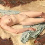 Nude resting on fur rug thumbnail