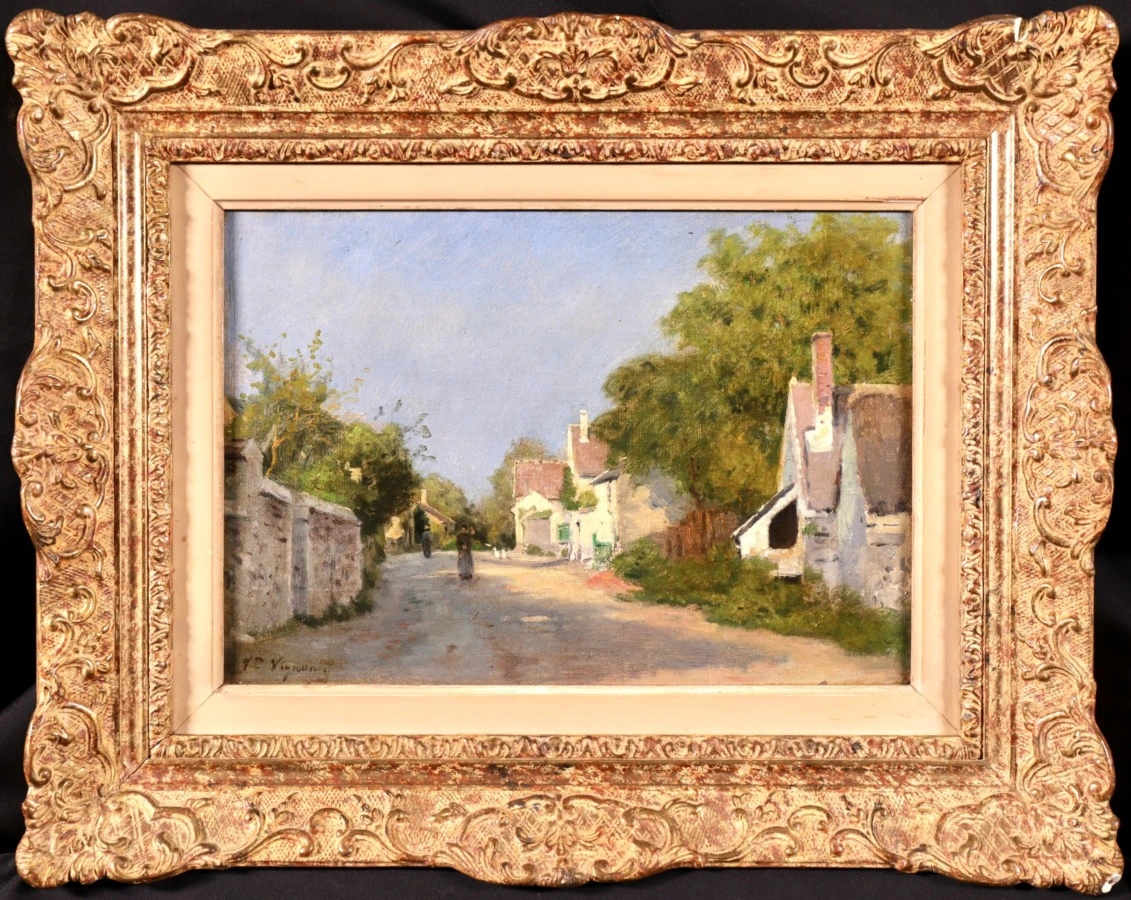 Figures in a village street – Auvers-sur-Oise - Buy Fine Paintings Online