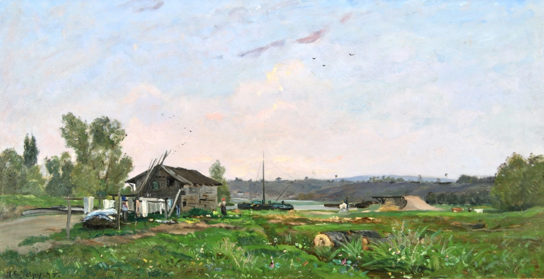 Paysage aux lavandieres - Buy Fine Paintings Online