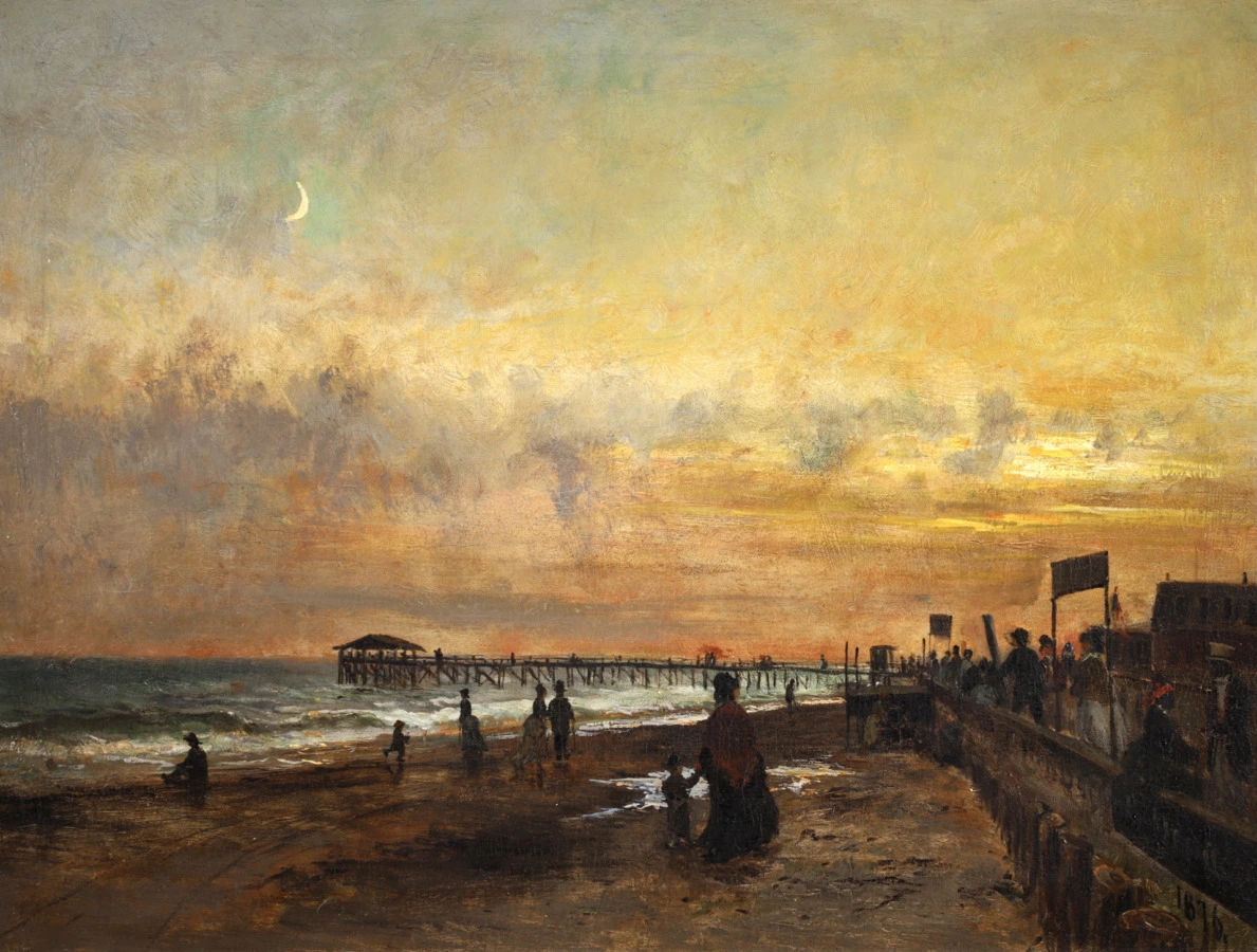 Sunset on the boardwalk at Cape May, New Jersey 1876 - Buy Fine Paintings Online