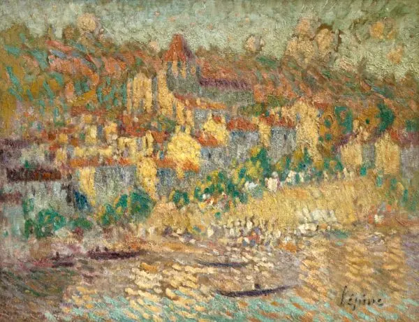 Village en bord de rivière - Buy Fine Paintings Online