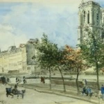 View of the Île de la Cité with Notre-Dame Cathedral, Paris thumbnail